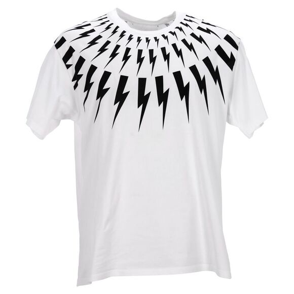 Neil Barrett Thunderbolt-Print T-shirt in White Cotton